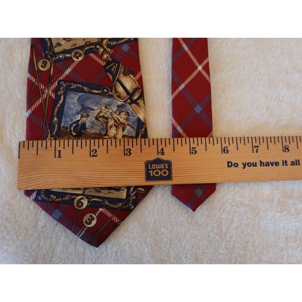 WOODWARD Men's Tie Silk Golf Sport Red‎ Blue 90s Vintage Necktie Bagger Plaid